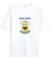 Sevimli Avokado Beyaz Oversize Unisex Tişört - Tisho