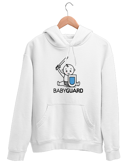 Tisho - Sevimli Babyguard Beyaz Unisex Kapşonlu Sweatshirt