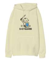Sevimli Babyguard Krem Oversize Unisex Kapüşonlu Sweatshirt - Tisho