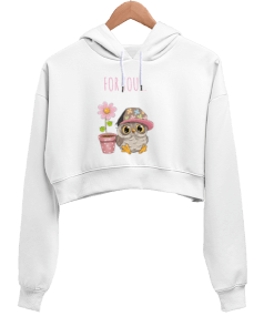 Sevimli baykuş Kadın Crop Hoodie Kapüşonlu Sweatshirt - Tisho