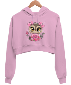 Sevimli baykuş Kadın Crop Hoodie Kapüşonlu Sweatshirt - Tisho