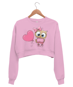 Tisho - Sevimli baykuş Kadın Crop Sweatshirt