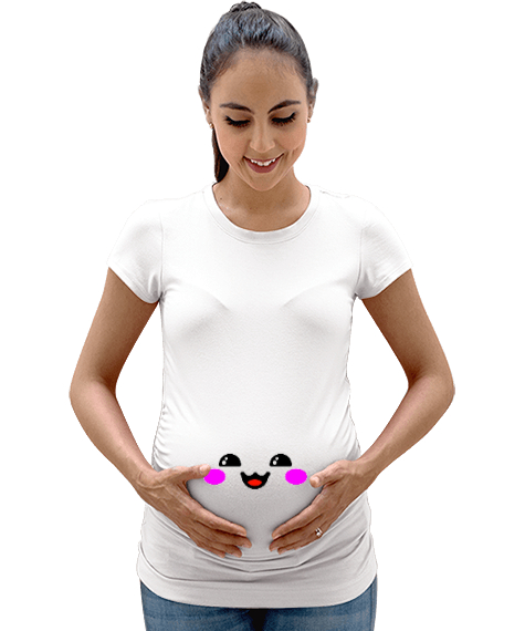 Tisho - sevimli bebek Beyaz Kadın Hamile Tişört