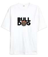 Sevimli Bulldog Beyaz Oversize Unisex Tişört - Tisho