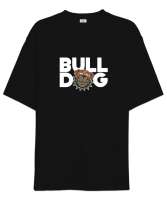 Sevimli Bulldog Siyah Oversize Unisex Tişört - Tisho