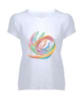 SEVİMLİ BUMERANG Beyaz Kadın V Yaka Tişört - Tisho