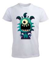 Sevimli Canavar Beyaz Erkek Tişört - Tisho