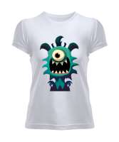 Sevimli Canavar Beyaz Kadın Tişört - Tisho