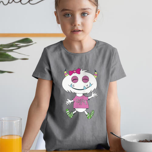 Sevimli Canavar Kız Çocuk Tişört - Tekli Kombin