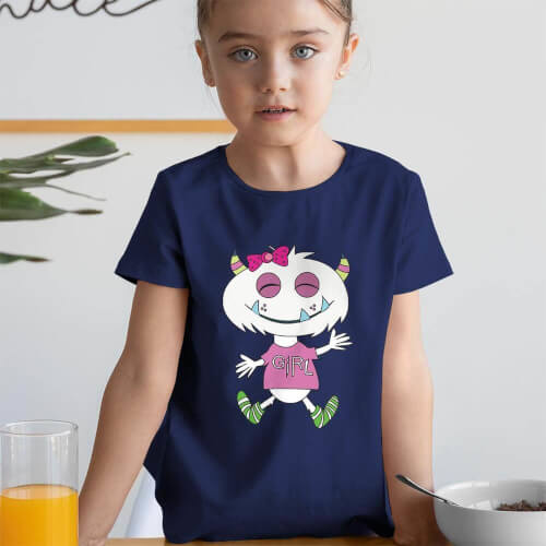 Sevimli Canavar Kız Çocuk Tişört - Tekli Kombin
