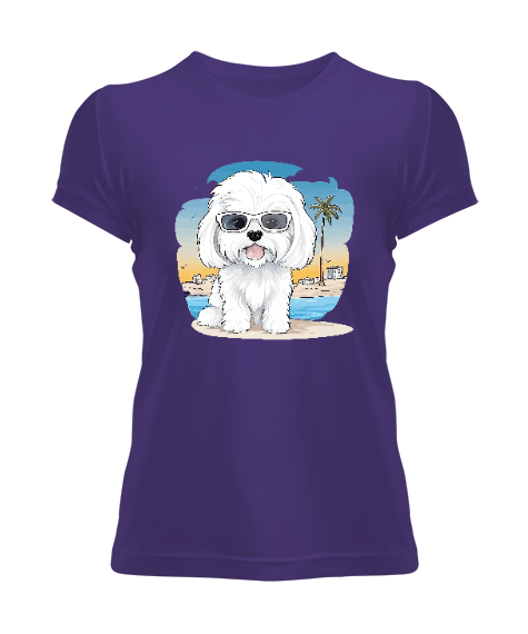 Tisho - Sevimli Cool Köpek - Sweety Dog Mor Kadın Tişört
