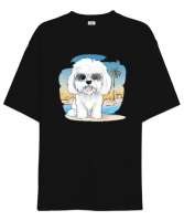 Sevimli Cool Köpek - Sweety Dog Siyah Oversize Unisex Tişört - Tisho