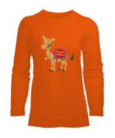 Sevimli deve Turuncu Kadın Uzun Kol Tişört - Tisho