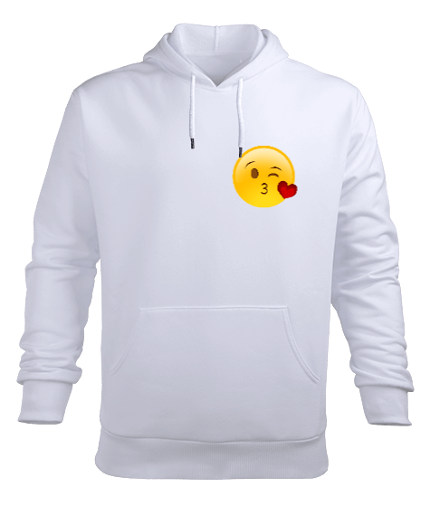 Tisho - Sevimli Emojiler Öpücük Erkek Kapüşonlu Hoodie Sweatshirt