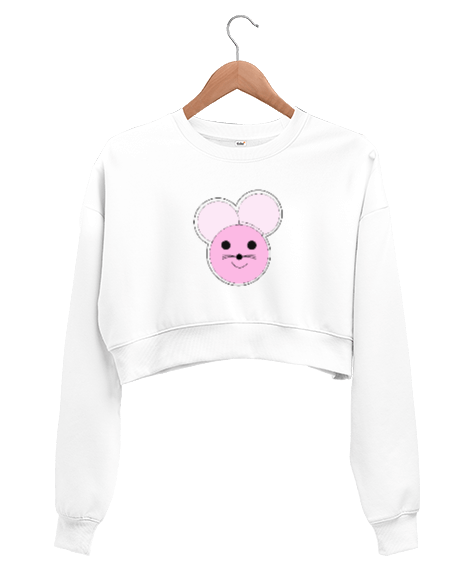 Tisho - Sevimli Fare Kadın Crop Sweatshirt