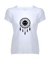 SEVİMLİ GÜLÜŞ Beyaz Kadın V Yaka Tişört - Tisho