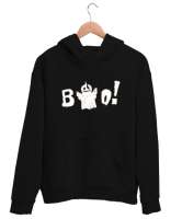 Sevimli Hayalet - Böö - Ghost Siyah Unisex Kapşonlu Sweatshirt - Tisho