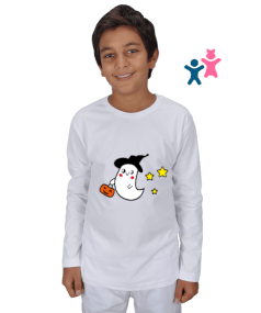 Sevimli Hayalet Tasarımı Çocuk Unisex Uzunkollu - Tisho