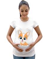 Sevimli hayvan Beyaz Kadın Hamile Tişört - Tisho
