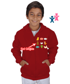 SEVİMLİ HAYVANLAR Çocuk Kapüşonlu Hoodie Fermuarlı - Tisho