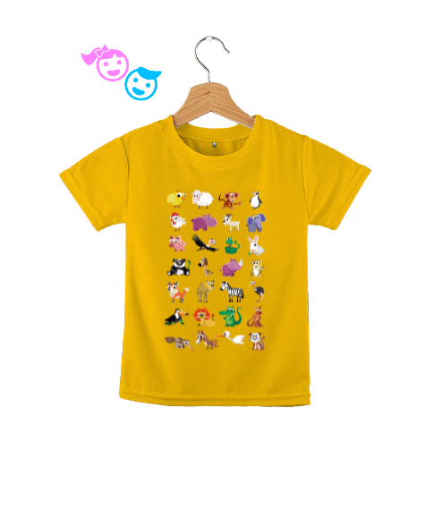 Tisho - Sevimli hayvanlar Sarı Çocuk Unisex