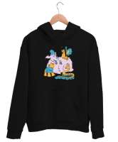 Sevimli Hayvanlar - Sweet Siyah Unisex Kapşonlu Sweatshirt - Tisho