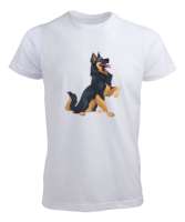 Sevimli k9 baskılı Beyaz Erkek Tişört - Tisho