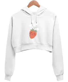 Sevimli Kadın Crop Hoodie Kapüşonlu Sweatshirt - Tisho
