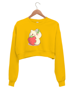 Sevimli Kadın Crop Sweatshirt - Tisho