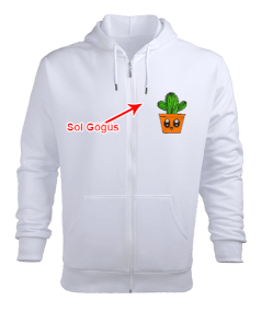 Sevimli kaktüs tasarımı Erkek Kapşonlu Fermuarlı - Tisho