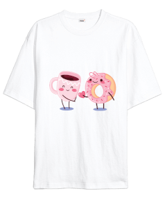 sevimli karakterler Oversize Unisex Tişört - Tisho