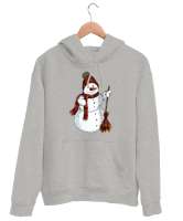 Sevimli Kardan Adam Gri Unisex Kapşonlu Sweatshirt - Tisho