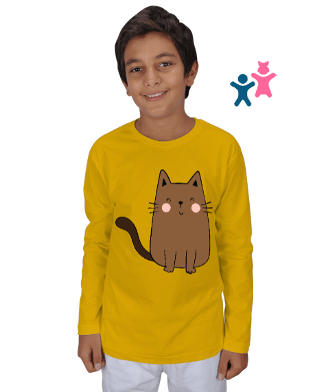 Tisho - Sevimli Kedi Çocuk Unisex Uzunkollu