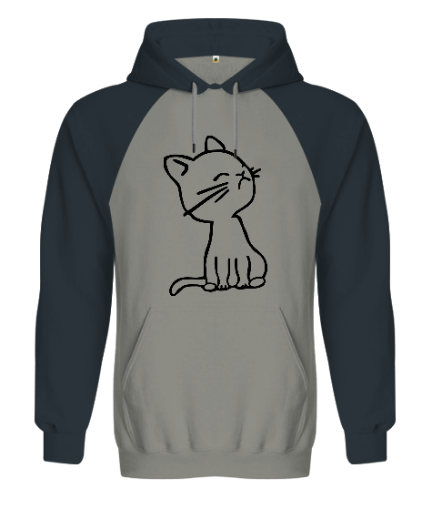 Tisho - Sevimli Kedi Orjinal Reglan Hoodie Unisex Sweatshirt