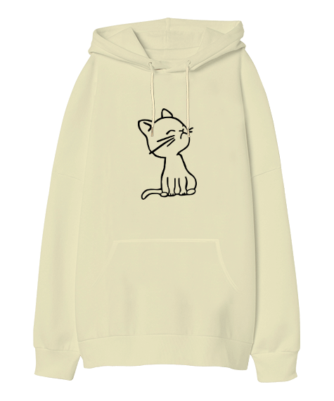 Tisho - sevimli kedi Oversize Unisex Kapüşonlu Sweatshirt