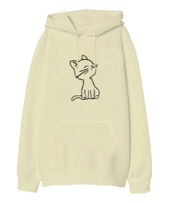 sevimli kedi Oversize Unisex Kapüşonlu Sweatshirt - Tisho