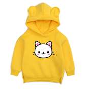 SEVİMLİ KEDİ Sarı Unisex Çocuk Ayı Hoodie Kapşonlu - Tisho