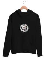 Sevimli Kedicik Siyah Unisex Kapşonlu Sweatshirt - Tisho