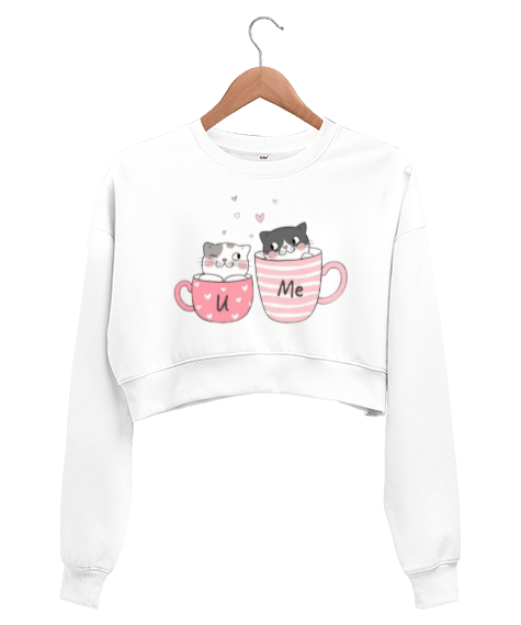 Tisho - Sevimli kediler Kadın Crop Sweatshirt