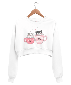 Sevimli kediler Kadın Crop Sweatshirt - Tisho