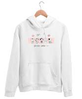 Sevimli Kediler - Lütfen Gülümse - Smile Beyaz Unisex Kapşonlu Sweatshirt - Tisho