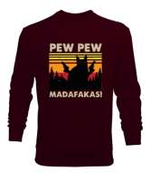 Sevimli Komik Kedi, Kedi sahipleri Pew pew Bordo Erkek Sweatshirt - Tisho