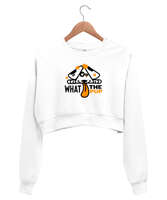 Sevimli Köpek Beyaz Kadın Crop Sweatshirt - Tisho