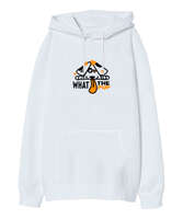 Sevimli Köpek Beyaz Oversize Unisex Kapüşonlu Sweatshirt - Tisho