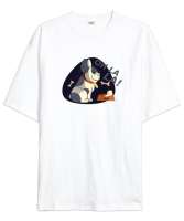 Sevimli Köpek - Dog Beyaz Oversize Unisex Tişört - Tisho