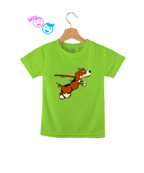 Tisho - Sevimli Köpek Fıstık Yeşili Çocuk Unisex