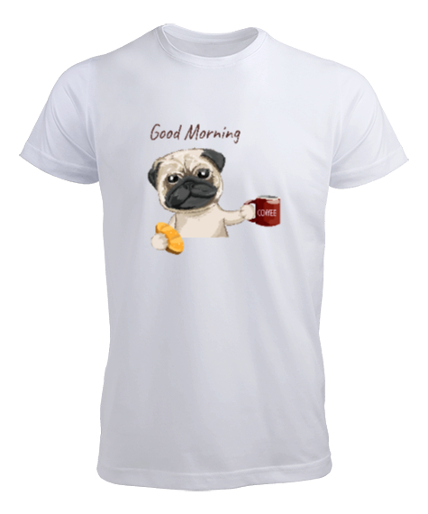 Sevimli Köpek - Günaydın - Good Morning Beyaz Erkek Tişört - Tisho