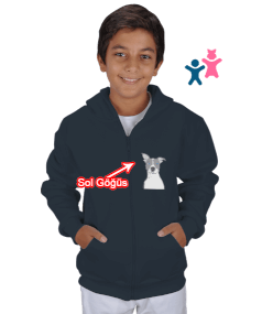 Sevimli Köpek- İllüstrasyon köpek Çocuk Kapüşonlu Hoodie Fermuarlı - Tisho
