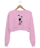 Sevimli Köpek - Sweet Dog V1 Pembe Kadın Crop Sweatshirt - Tisho