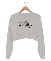 Sevimli Köpek - Sweet Dog V2 Gri Kadın Crop Sweatshirt - Tisho